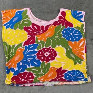 Sister Mary Blouse Alma Embroidered Bird Floral Boho Womens M Colorful Artsy Top